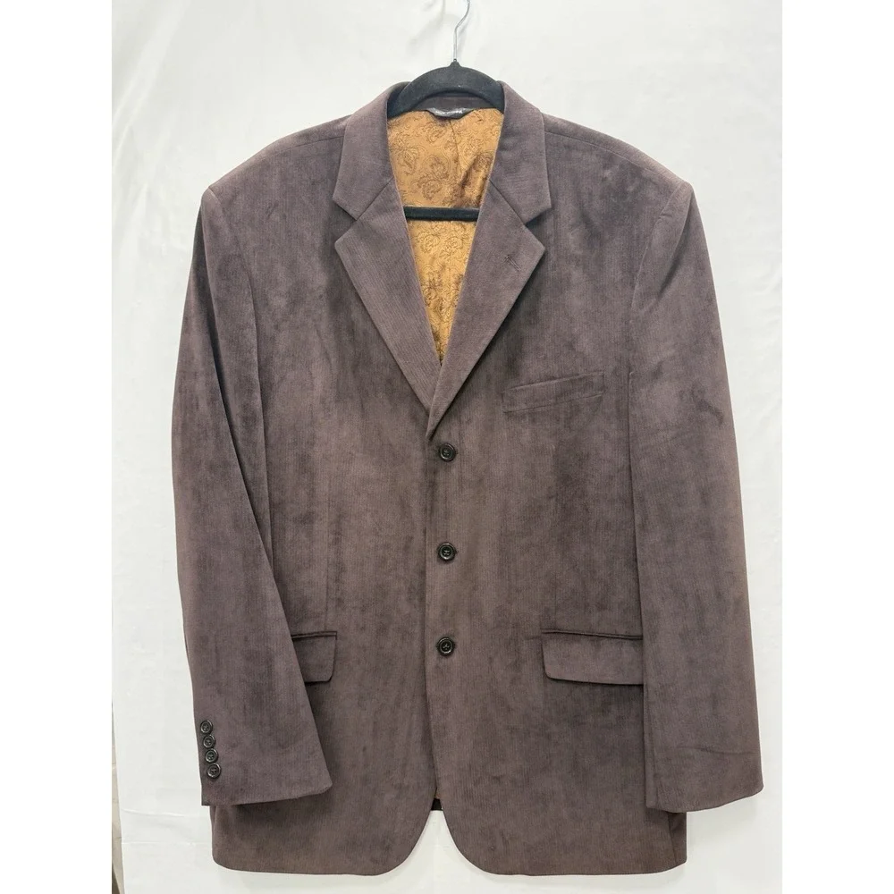 Bachrach Size 44R Brown Polyester Sport Coat Suit Jacket Blazer Paisley Lined